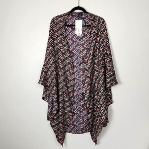 Zara Silky Shawl Cape Poncho Cover Up Vacation Beach